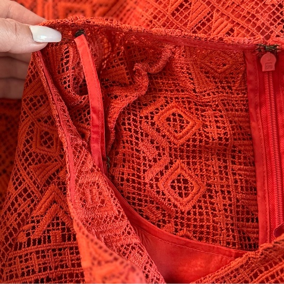 ANTHROPOLOGIE 8 MAEVE *RARE* Wine Red Prima Geo Lace Handkerchief Dress HTF - Picture 5 of 15